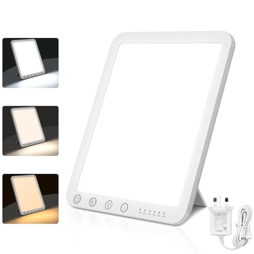 OHFAMO SAD Lamp UV-Free Light Therapy Lamp with 5 Brightness Levels Portable SAD Light with 3 Colors Temperature Touch Control Daylight Lamp with 6 Timer Settings for Home Office & Sleep