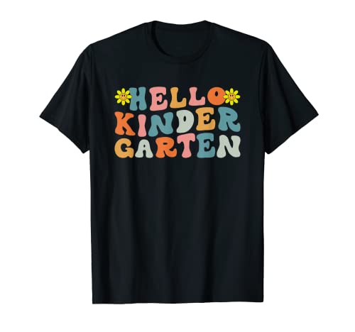 Hello Kindergarten Retro Back to School Teacher Student Kids Camiseta