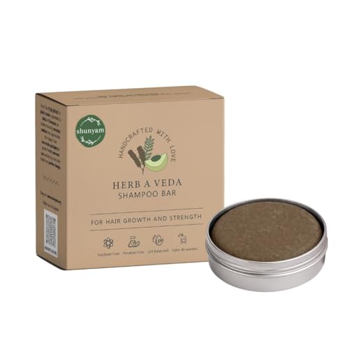 Image of Shunyam Herb a Veda Shampoo Bar with Amla, Shikakai, Reetha & Bhringraj | For Hair Growth | Suitable for All Hair Types | Natural, Sulphate & Paraben Free | Comes in Travel-Friendly Tin Box | 70g