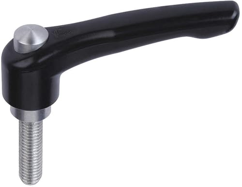 Image of Kipp 06461-92A41X50 Zinc Adjustable Handle, Protective Cap and 42.585 inch External Thread, Modern Design Style, Stainless Components, Inch, Black Satin Powder-Coated Finish, 50 mm Screw Length, Size 2