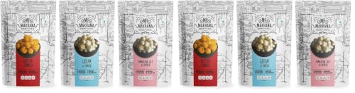 Image of Mr. Makhana Roasted Makhana & Foxnuts : Butter Tomato, Cream & Onion, Himalayan Salt & Pepper (Pack of 6x55 gm) | Gluten Free | MSG Free | Roasted in Olive Oil | Rich Calcium |