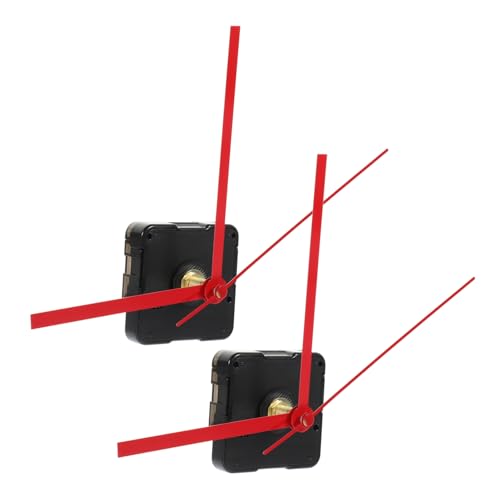 PartyKindom 2 piezas Mecanismo Reloj Silencioso Cuarzo con Husillo Alargado Rojo Repuesto para Reparación y Bricolaje de Relojes de Pared Compatible con DIY y Uso Doméstico