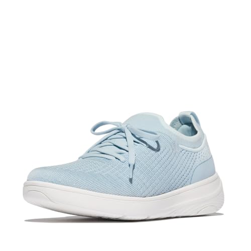 [tBbgtbv] nCLOV[Y SUPER-Q KNIT SLIP-ON LACED SNEAKERS fB[X Sky Blue 24.5 cm [sAi]