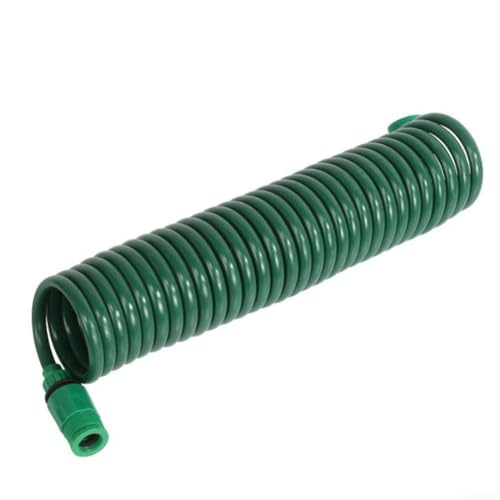 Manguera de agua telescópica para lavado de coches a alta presión y riego de jardín, 7,5 m para manguera portátil extensible con resorte, color verde