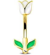 Jewseen Piercing Nombril Tulipe Violet – Barbell Courbe 14G En Acier Inox 316L, Strass CZ AAA, Bijou Sexy Pour Ventre