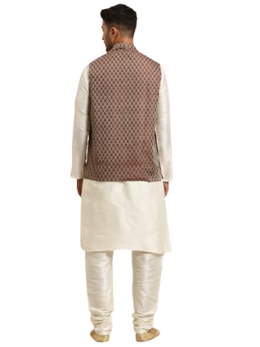 Image of SOJANYA (Since 1958, Men's Silk Blend Grey Kurta Pyjama & Silk Blend Jacket Combo