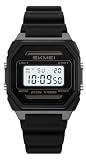 Gosasa Men's Solar Digital Sports Watch 10mm Ultra Thin 5ATM (Black)