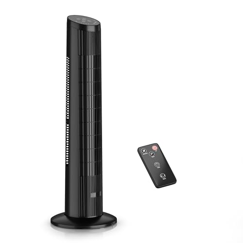 Manastin Tower Fan for Bedroom, Standing Fan with Remote, 25ft/s, 25dB Quiet, 3 Speeds&Modes, 15H Timer, 33