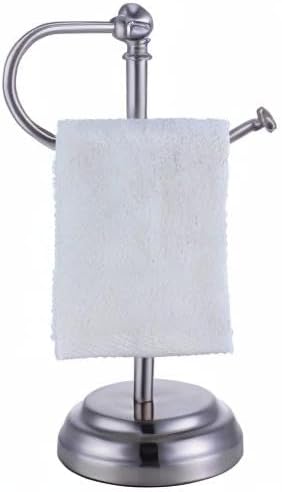 SunnyPoint Heavy Weight Classic Decorative Metal Fingertip Towel Holder Stand for Bathroom, Kitchen, Vanity and Countertops. (Brush Chrome, Overall: 6.7" x 5.5"x13.4"H) - Image 6