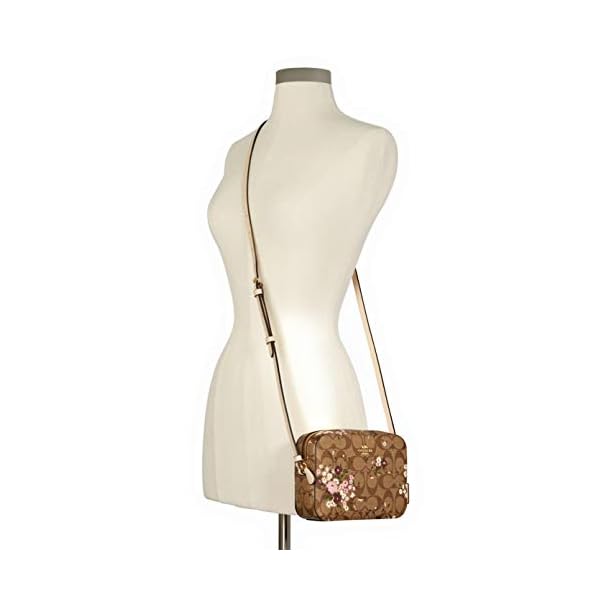 COACH WOMENS MINI CAMERA BAG IN SIGNATURE LEATHER 2403 (Khaki Pink Multi)