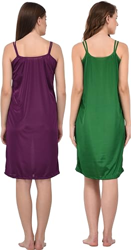 Image of You Forever Women Sexy Satin Striped Solid Above Knee Length Nighty, Loungewear, Nightwear, Sleepwear, Home Wear Short Nighty for Women Pack of 2