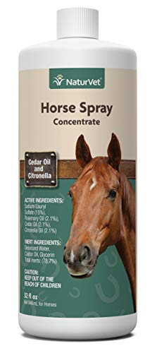 NaturVet Natural Horse Spray Repellant – For Horses Coat, Legs, Shoulders & Neck – Includes Citronella, Rosemary, Cedar Oils – Herbal Fragrance for Horses – 32 Oz.