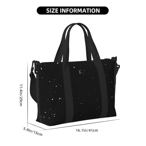 Large Duffel Bag for Men Women, Cute Carry On Tote for Travel, Gym, Weekend Use, Printed Black White Dot, 19.7" x 10.2" x 13.3"4