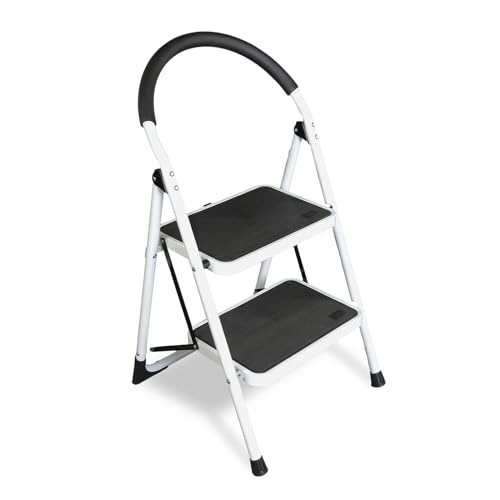 Image of Torin 2 Step Ladder, 400lbs Folding Stool with Anti-Slip Pedal, Capacity, Step Stool with Padded Handle for Kitchen, Household, Offices, ATRJZ9022BB