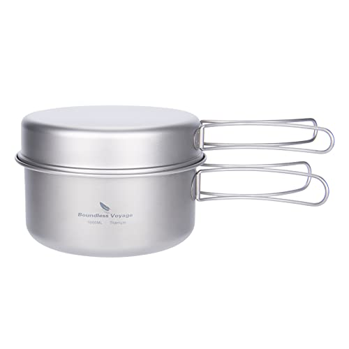 iBasingo Titanium Camping Cookware Set 1000ml Pot & 500ml