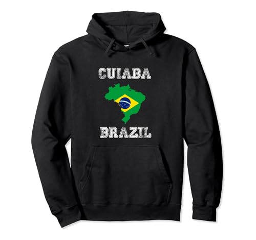 Bandera retro de Brasil de Cuiaba envejecida Sudadera con Capucha