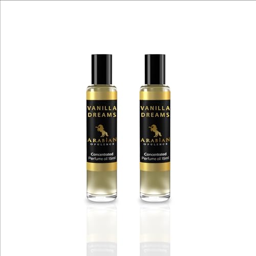 Arabian Opulence FR99 Arabian Opulence Vanilla Dreams Roll-on Perfume Oil | Concentrated Fragrance Body Oil | Long Lasting Oil Based Perfume for Women | Travel Size Bottle Alcohol-Free (15ML, 2 Pack)
