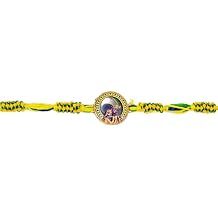 Spiritual Morpankh with Radha Krishna Charm Beaded Rakhi for Raksha Bandhan & Bhaidooj, Traditional Rakhi for Indian Festivals, Gift for Brothers