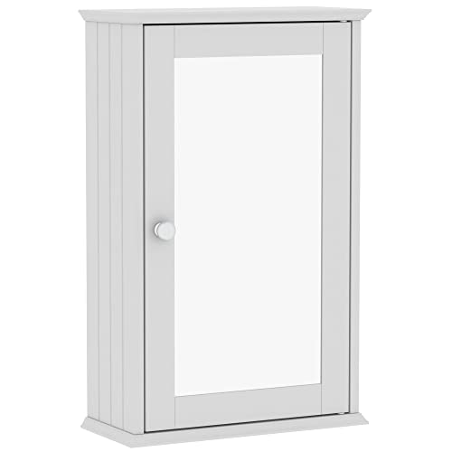 Bath Vida Priano Bathroom Cabinet Single Mirrored Door Wall Mounted, White