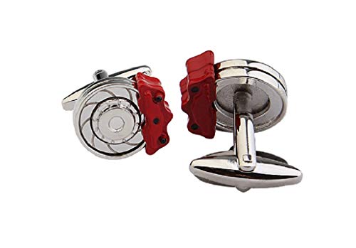 MRCUFF Brake Disc & Red Brake Caliper Sports Car Auto Racing Race Cufflinks in a Presentation Gift Box & Polishing Cloth2
