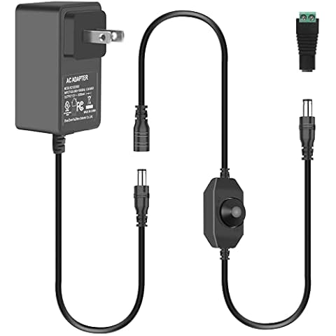 12V 3A Power Adapter, 36W AC 100-240V to DC 12V Transformers Converter with Dimmer Switch, 12V 3A Power Supply Charger with 5.5mm x 2.1/2.5mm DC Power Connector for LED Light LCD Monitor[UL Listed] Cover