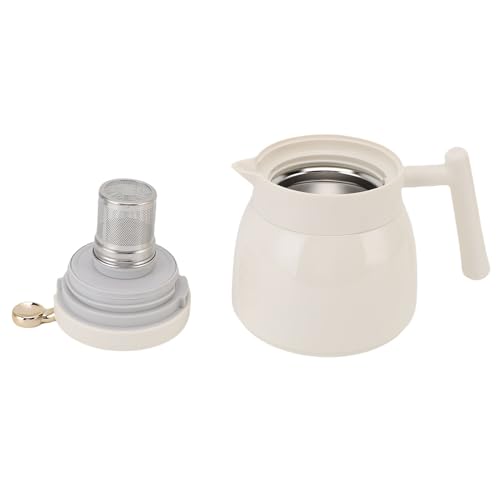 Pentola Isolata a Vuoto, Pentola Termica con Filtro da 880 Ml di Distributore di Brocca di Bevanda D'acqua, Display a Temperatura Meccanica (WHITE)
