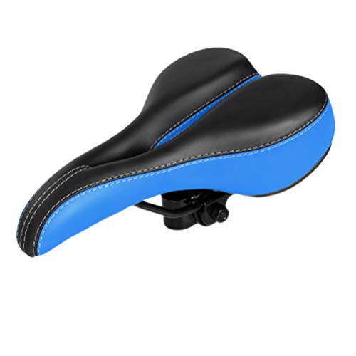 Selle de vélo respirante en cuir doux bleu avec un design creux ergonomique