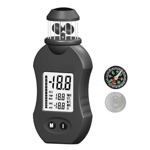 ieron Anemometro Digitale, Anemometro Multifunzione, Misuratore del Vento Portatile 876 0,7-42 m/s Misuratore di Velocità dell'Aria con Bussola Misuratore di Velocità del Vento