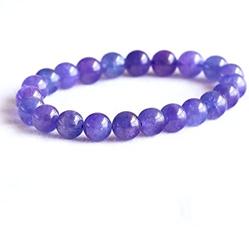 Bracelet tanzanite pour femme et homme perles bleues violettes 8.5mm