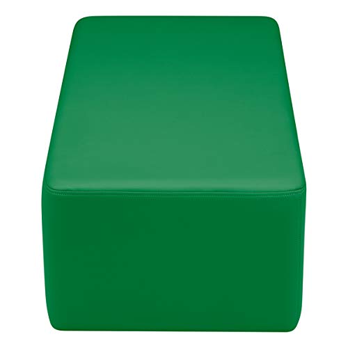 Image of Sprogs 12 inch H Structured Rectangle Stool -Flexible Modular Collaborative Soft Seating for Office, Home, Lounge and School Classrooms with Durable Frame & Set of 2 inch Legs Add-on - Green
