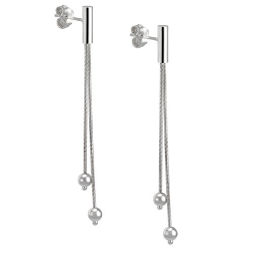 Vinani Boucles d'Oreilles Clous - Boule avec Chaine - Argent 925 - OPZK Cover