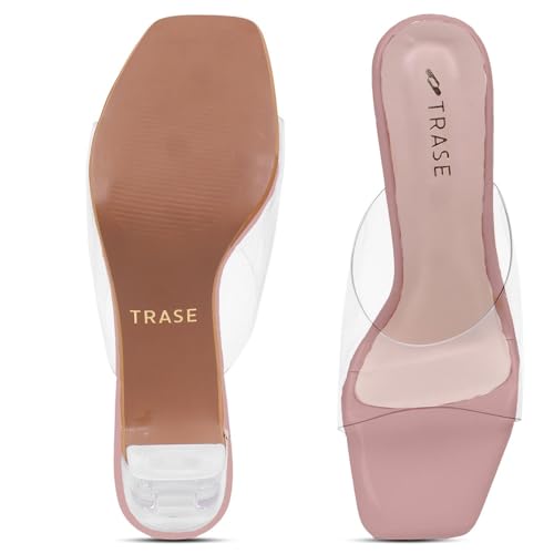 Image of TRASE Transparent Block Heels for Women Stylish | Fashionable Heel Sandals for Girls | Elegant & Formal Footwear