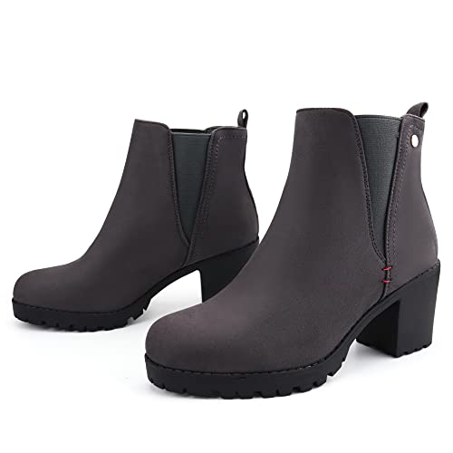 Image of JABASIC Women Suede Ankle Booties Slip On Chelsea Boots