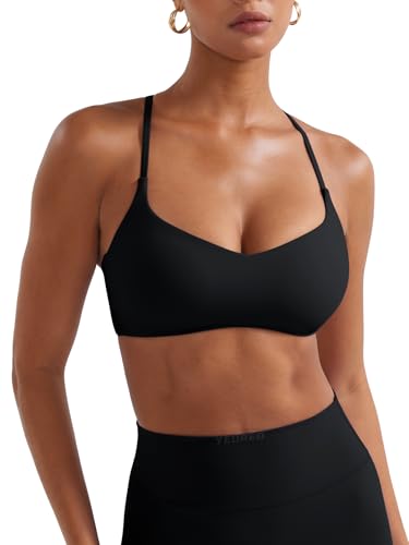YEOREO Y Back Sports Bras for Women Padded Racerback Bra Paisely Light Impact Adjustable Straps Gym Workout Tops