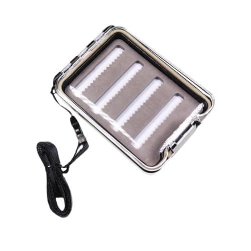 Menolana Fly Box Waterproof Compact Storage Container Easy Grip Lightweight Transparent Lid for Bass Trout Fishing Lures Box, Gray, Single Sided