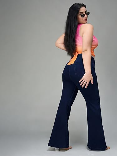 Image of Miss Chase A+ Women's Bootcut High Rise Regular Length Stretchable Denim Jeans