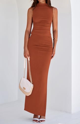 BTFBM Summer Two Piece Skirt Set for Women 2025 Dressy Lightweight Sleeveless Knit Top Going Out Split Maxi Skirt Set