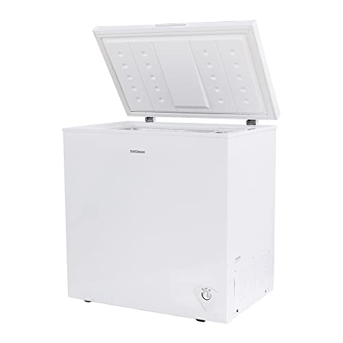Statesman CHF198 Chest Freezer, 198 Litre, 77 cm Wide, 1x Freezer Basket, Adjustable Feet, Suitable for Outbuildings and Garages, Operates in Temperatures Down to -15ºC, White