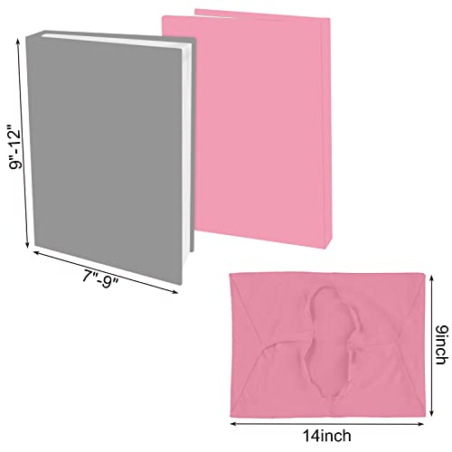 2 Pack Stretchable Book Sleeve Covers, for Paperbacks Hardcover Textbooks up to 9" x 12", Office Supplies with Free Sticker Labels (Grey + Pink) 4 3125ZarYjwL