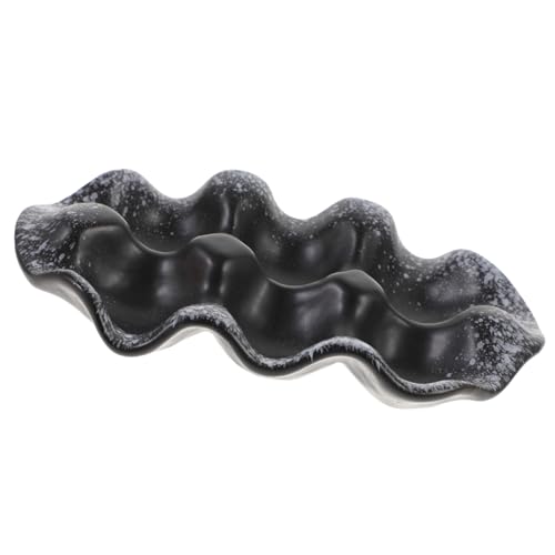 AUTSUPPL Egg Tray Egg Serveware Egg Storage Tray Egg Organizer Porcelain Egg Holder Egg Packing Holder Fridge Egg Keeper Egg Fixing Holder Egg Holder Countertop Egg Platter Black Ceramics
