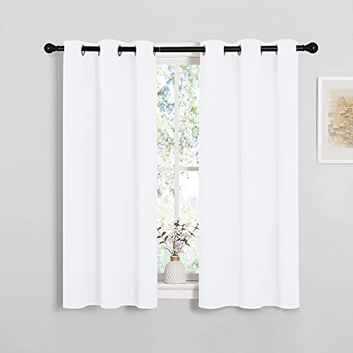 Image of NICETOWN Draperies Curtains Panels, Blocking Out 50% Sunlight Window Treatment Curtains, Grommet Top Small Window Drapes for Bedroom (2 Panels, 34 by 45, White)