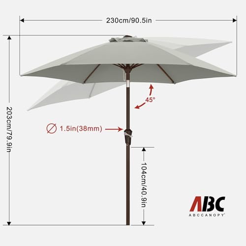 Image of ABCCANOPY 7.5FT Patio Umbrella Outdoor 6 RibsTable Umbrella(Gray) | Fade & UV Resistant Fabric,6 Fiberglass Ribs,Smooth Crank System,Wind Resistance,Great for Patio,Backyard,Garden,Deck