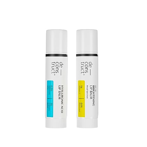 Deconstruct Bright & Hydrate Lip Duo | 1% Vitamin C & 0.1% Resorcinol And  0.2% Hyaluronic Acid & 1% Cupuacu Butter | Lip Balm For Women And Men | 4Gm  Each | Pack Of 2, blue - Price History