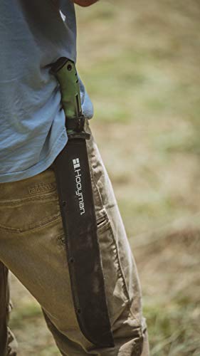 Hooyman Bush Machete with Heavy Duty Construction, Ergonomic Non-Slip Handle and Belt Sheath for Gardening, Land Management, Bushcraft, Hunting and Outdoor , Black/Green
