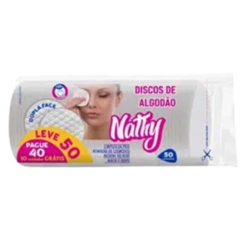 Nathy-Algodao/Curati Discos De Algodão Nathy Limpeza De Pele Remoção De Resíduos Pacote C/ 50 Unds