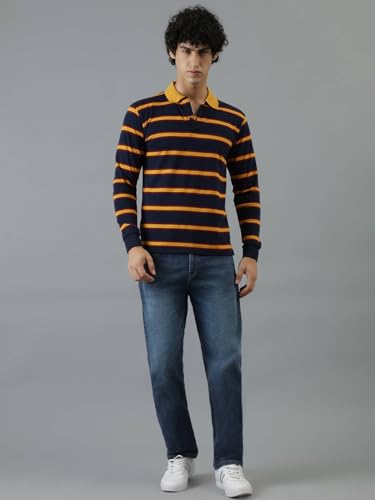 Image of KOTTY Men's Solid Annapolis Blue Button Regular Fit Jeans
