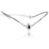 MOSTORY Handmade Black Rhinestone Tiara Elf Headpiece Fairy Crystal Crown Quartz Elven Circlet for Women Girls Princess Renaissance Halloween Wedding Prom Carnival Party Black