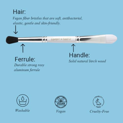 Image of Cuffs N Lashes Dual Makeup Brush | 2-in-1 Fluffy Blending Brush &Small Flat Brush 04 | Eye Shadow Application &Seamless Blending | Soft Premium Bristles | Travel Friendly Eye Makeup Tool