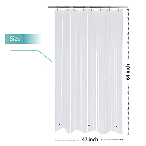 Image of Mrs Awesome Stall Shower Curtain Liner with 3 Magnets 47 x 64 inch, PEVA 8G Thick & Heavy Duty for Bathroom, Waterproof, 47x64, Clear