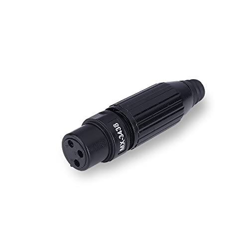 Image of MX 3 Pin XLR connector Microphone Connector pin Pure Copper Nickel Plated Pins1 for High Conductivity microphone cable connector PERENT (3 PIN BLACK, Pack of 2, Female Connector)
